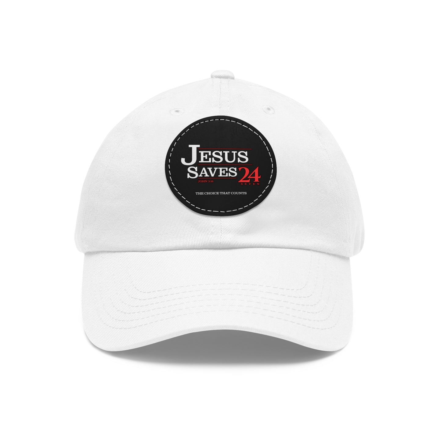 Jesus 24 Dad Hat with Leather Patch (Round)