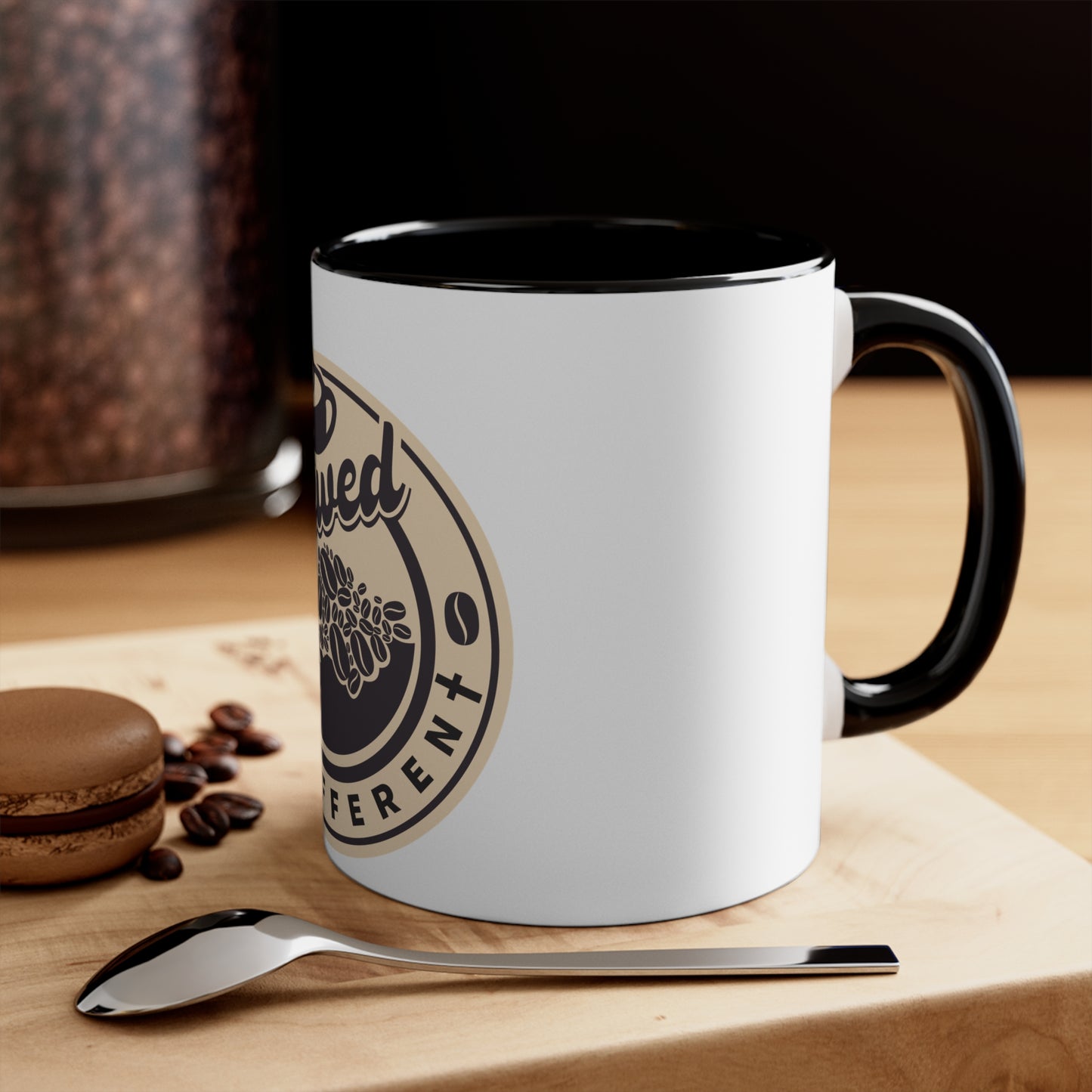 Brewed Different Coffee Mug — Accent Ceramic Mug with Retro Coffee Bean Logo