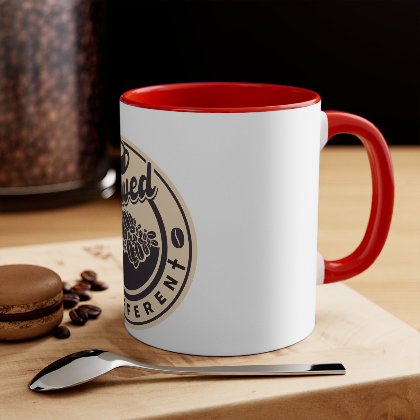 Brewed Different Coffee Mug — Accent Ceramic Mug with Retro Coffee Bean Logo